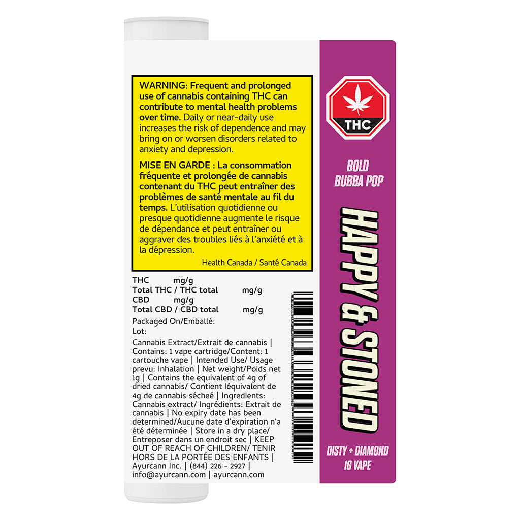 Bold Bubba Pop Disty+Diamond Cartridge | Smokey's