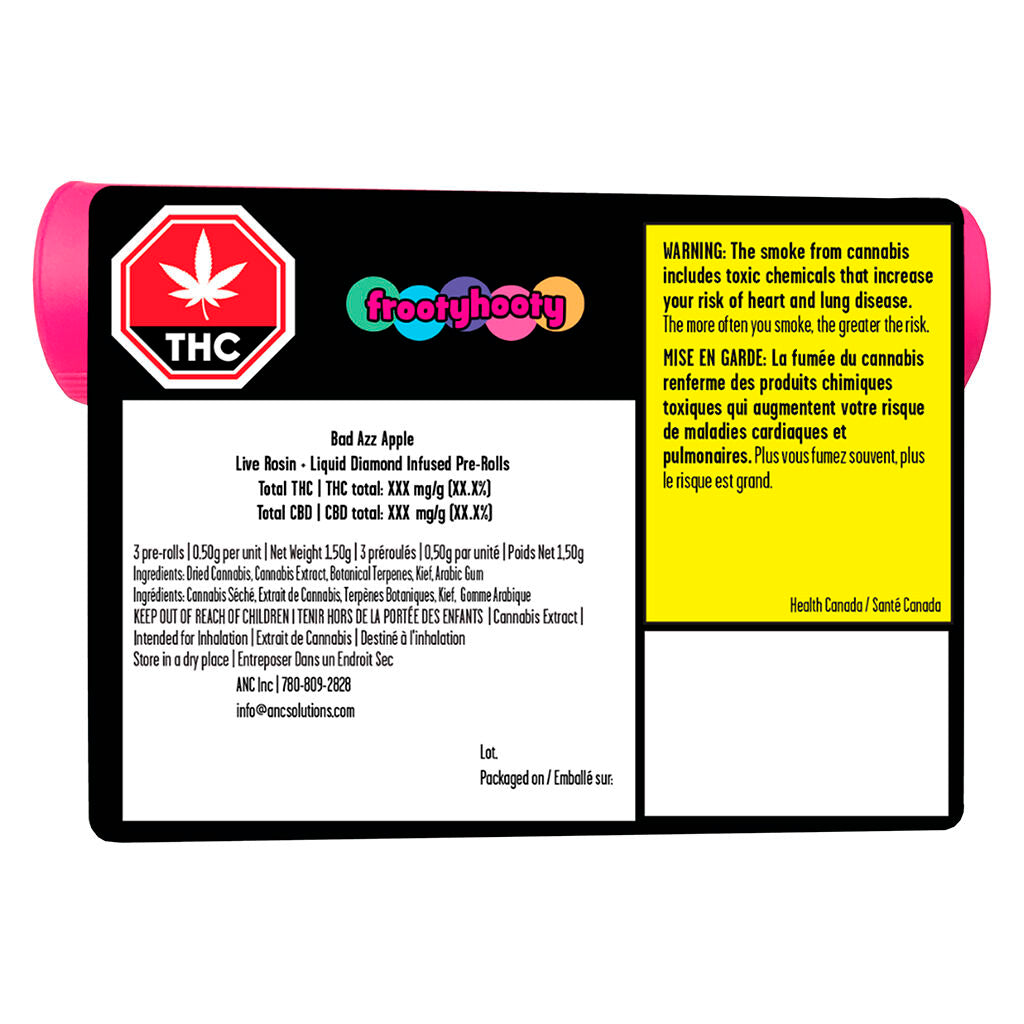 frootyhooty Bad Azz Apple Rosin & Diamond Coated Infused Pre-Roll
