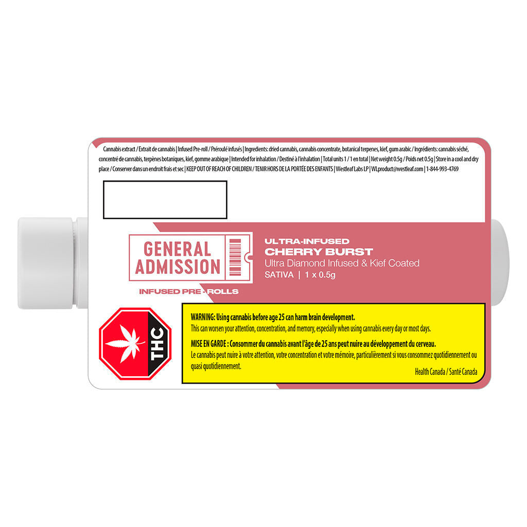General Admission Cherry Burst Diamond Coated Infused Pre-Roll