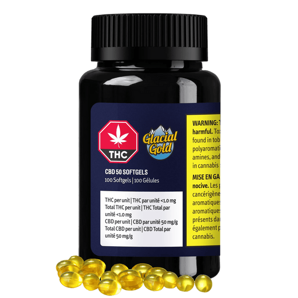 Glacial Gold CBD 50 Softgels — Smokey's | Capsules | Cannabis Delivery & Pickup