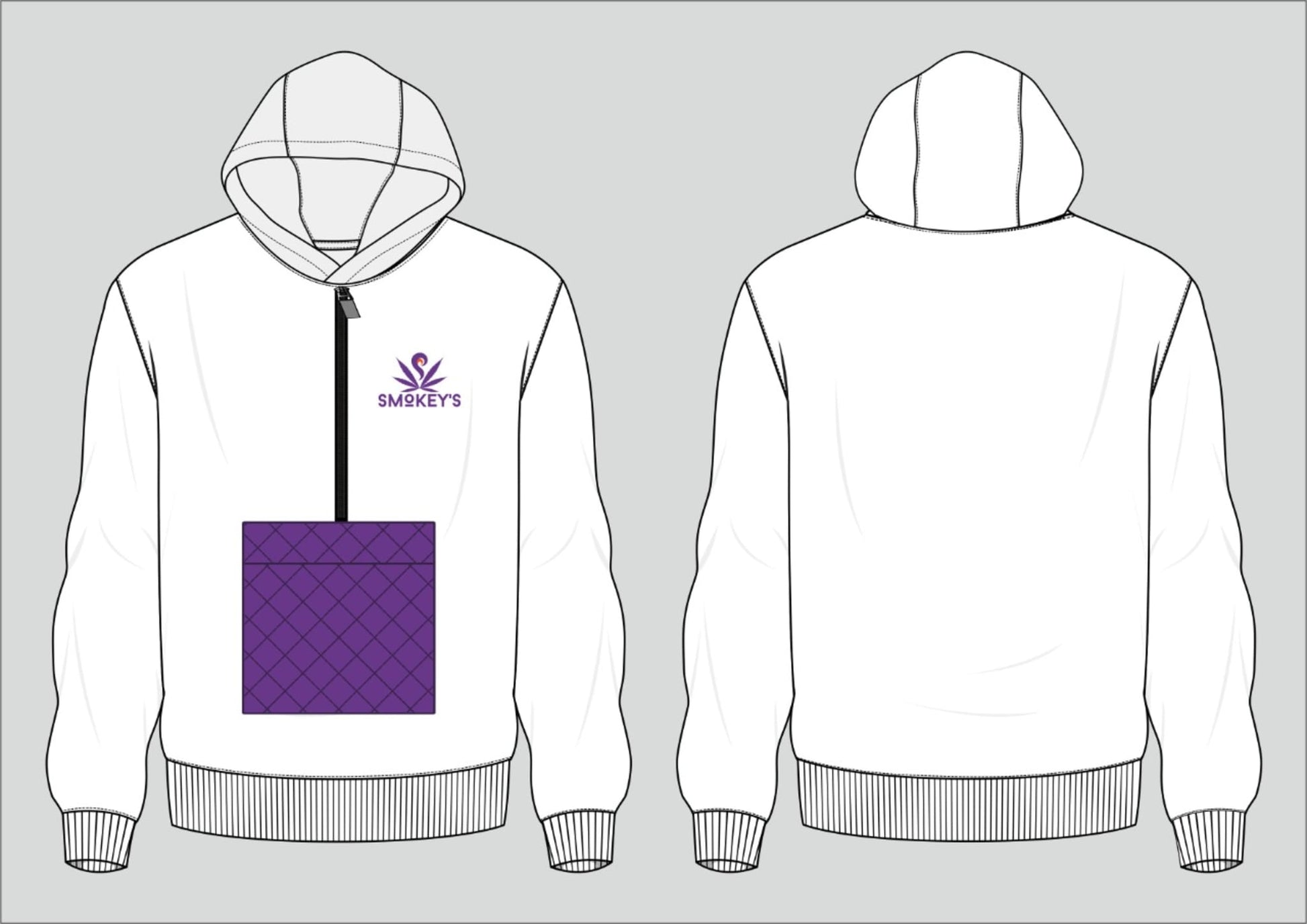 Smokey's White Hoodie w/ Pouch | Smokey's