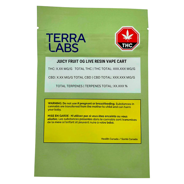 Terra Labs Juicy Fruit OG Pure Live Resin Cartridge — Smokey's | 510s, & Pods | Cannabis Delivery & Pickup
