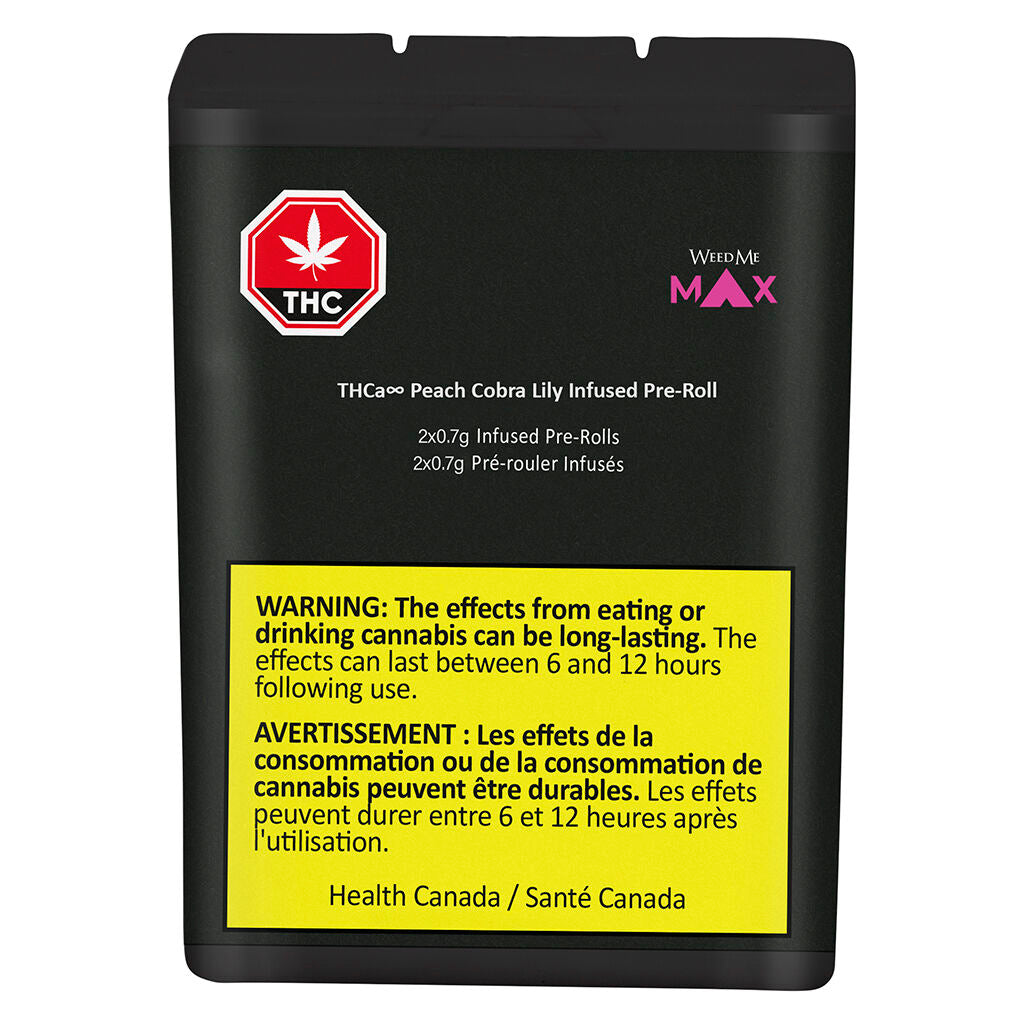 Weed Me Max Peach Cobra Lily THCa Coated Infused Pre-Roll