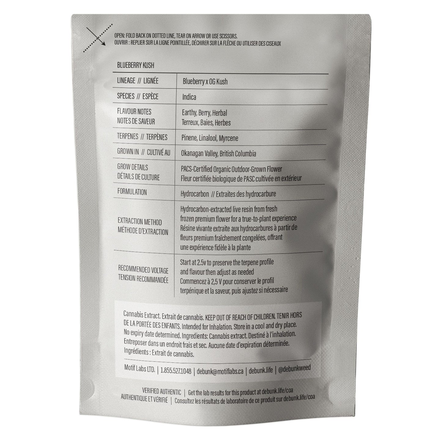 Debunk Blueberry Kush Live Resin Cartridge