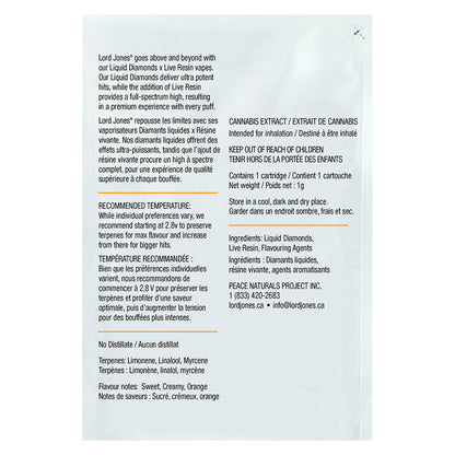 Lord Jones Orange Velvet Resin & Diamond Cartridge