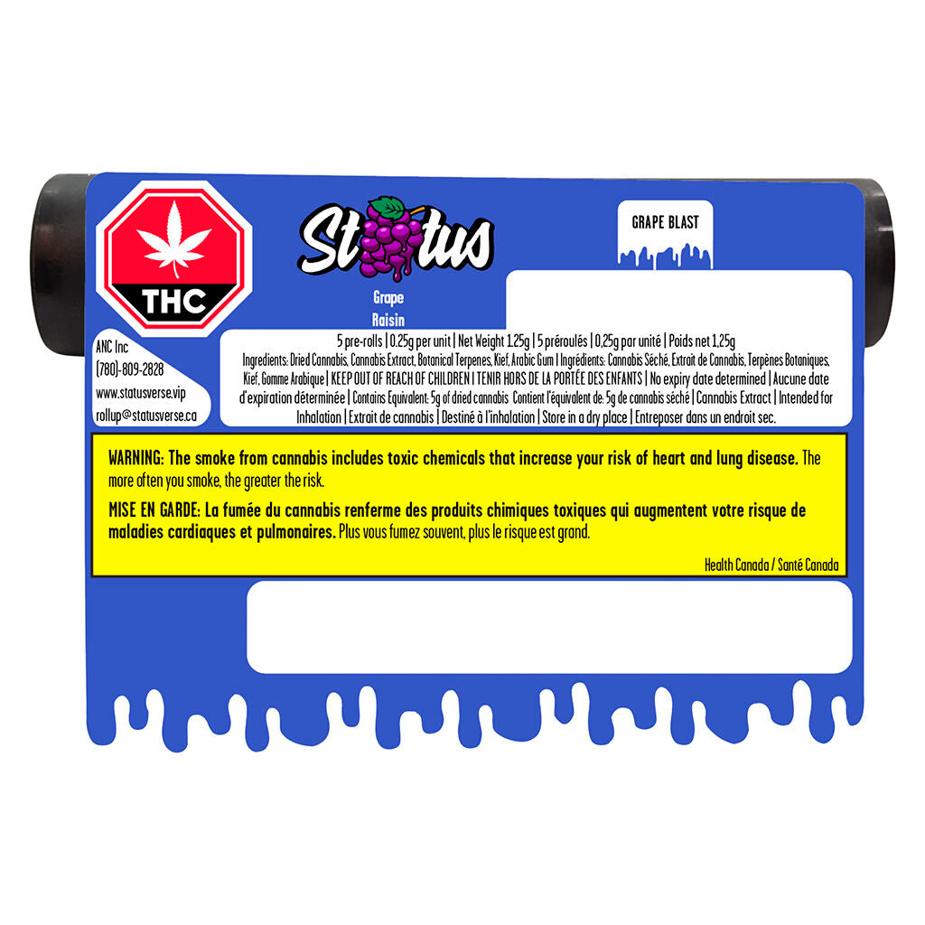 Status Grape Blast Coated Diamond Coated Infused Pre-Roll