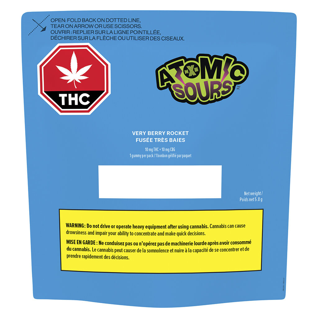XMG Atomic Sours Very Berry Rocket CBG Soft Chew
