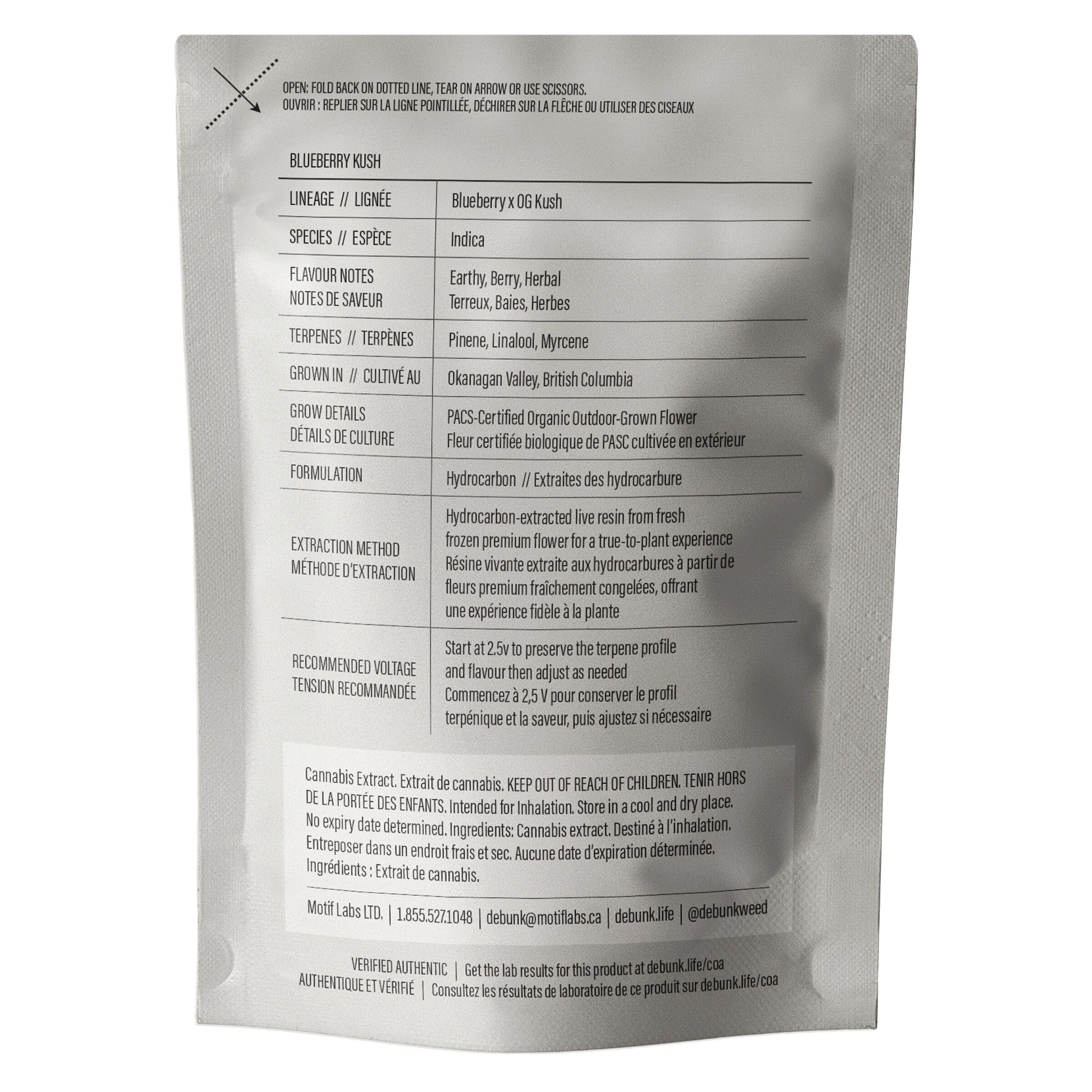 Blueberry Kush Live Resin Cartridge | Smokey's