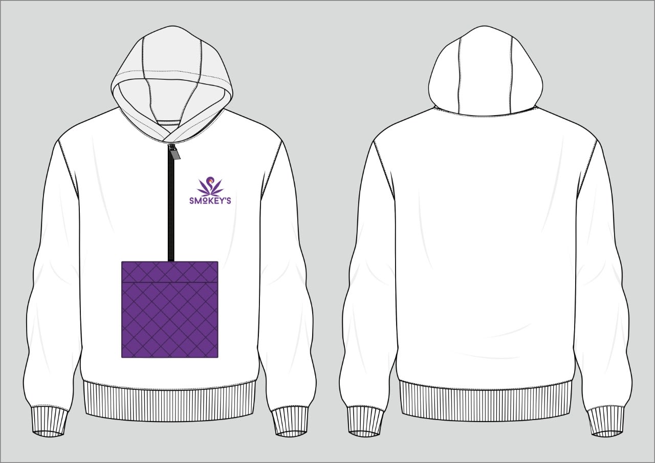 White Hoodie w/ Pouch | Smokey's
