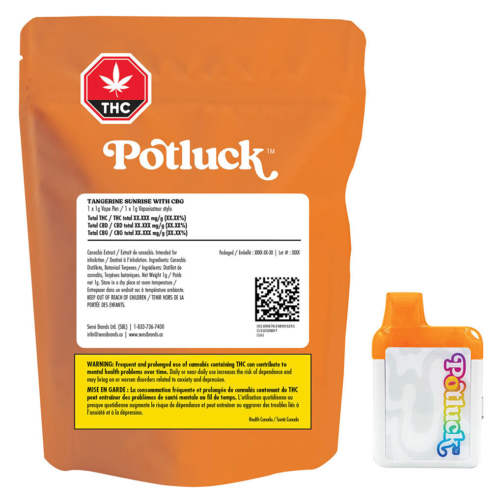 Potluck Tangerine Sunrise CBG Disposable