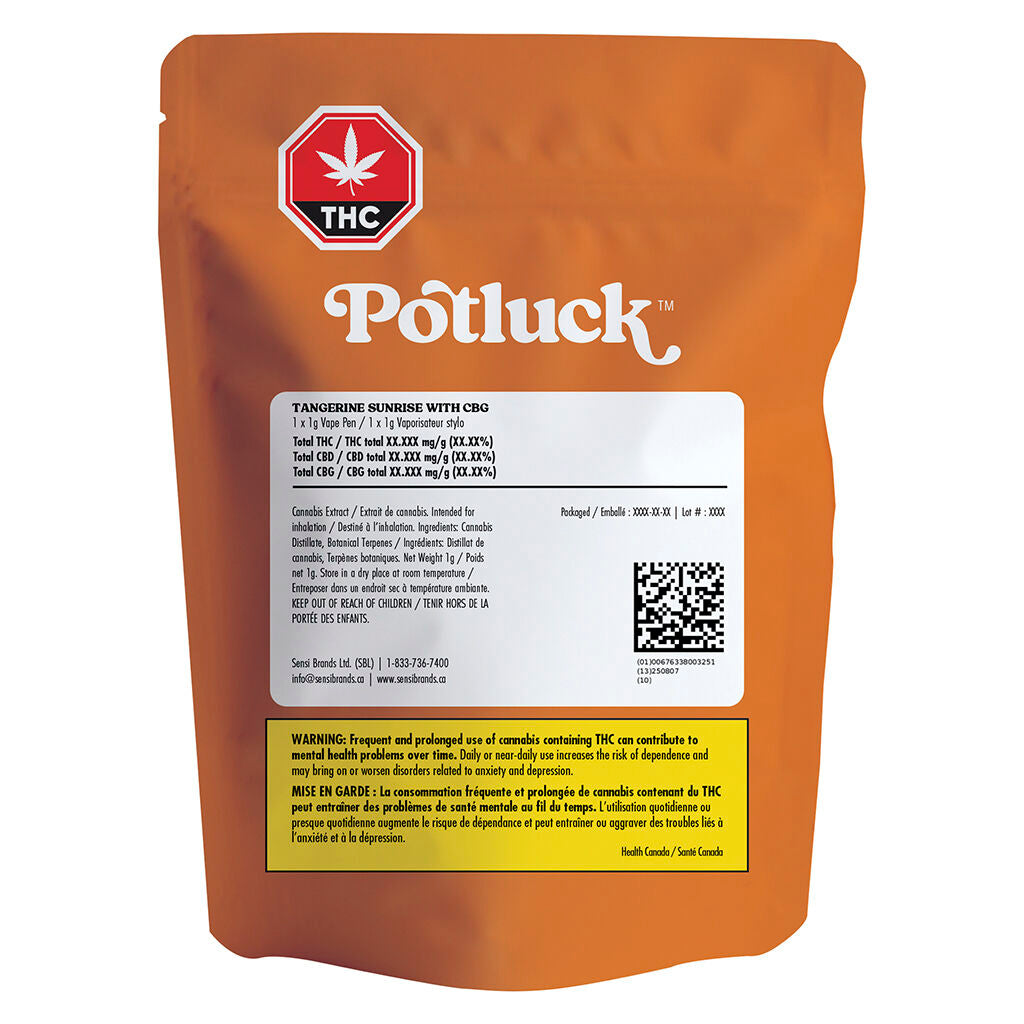 Potluck Tangerine Sunrise CBG Disposable