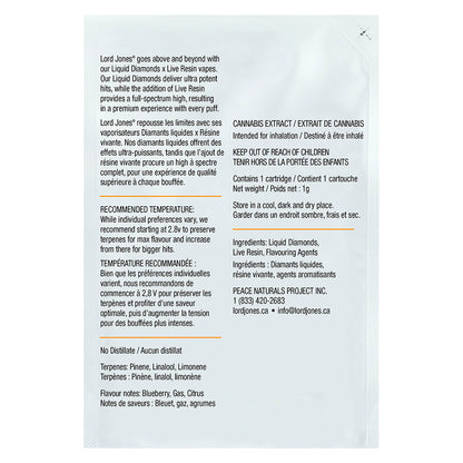 Sour Blueberry Resin & Diamond Cartridge | Smokey's